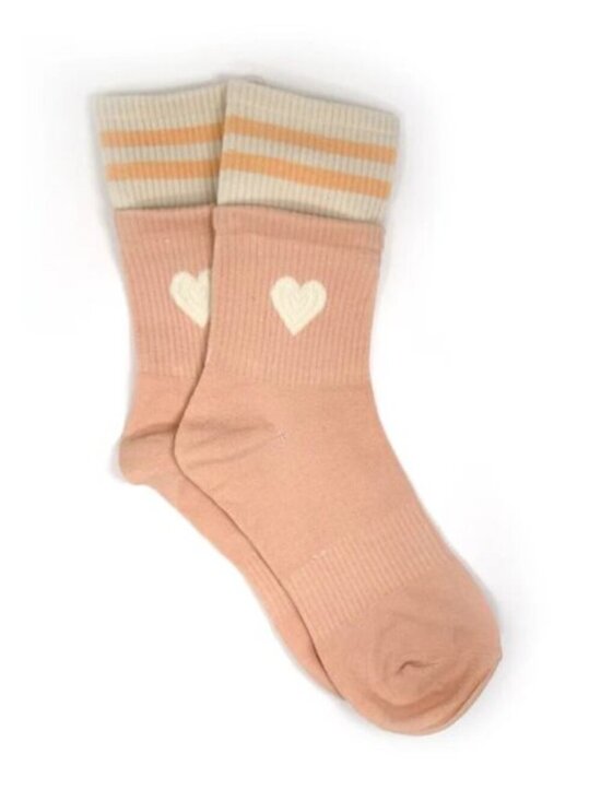 Accessories - NWT Heart Cuff Sock-in-a-Sock Striped Layered Peach Socks